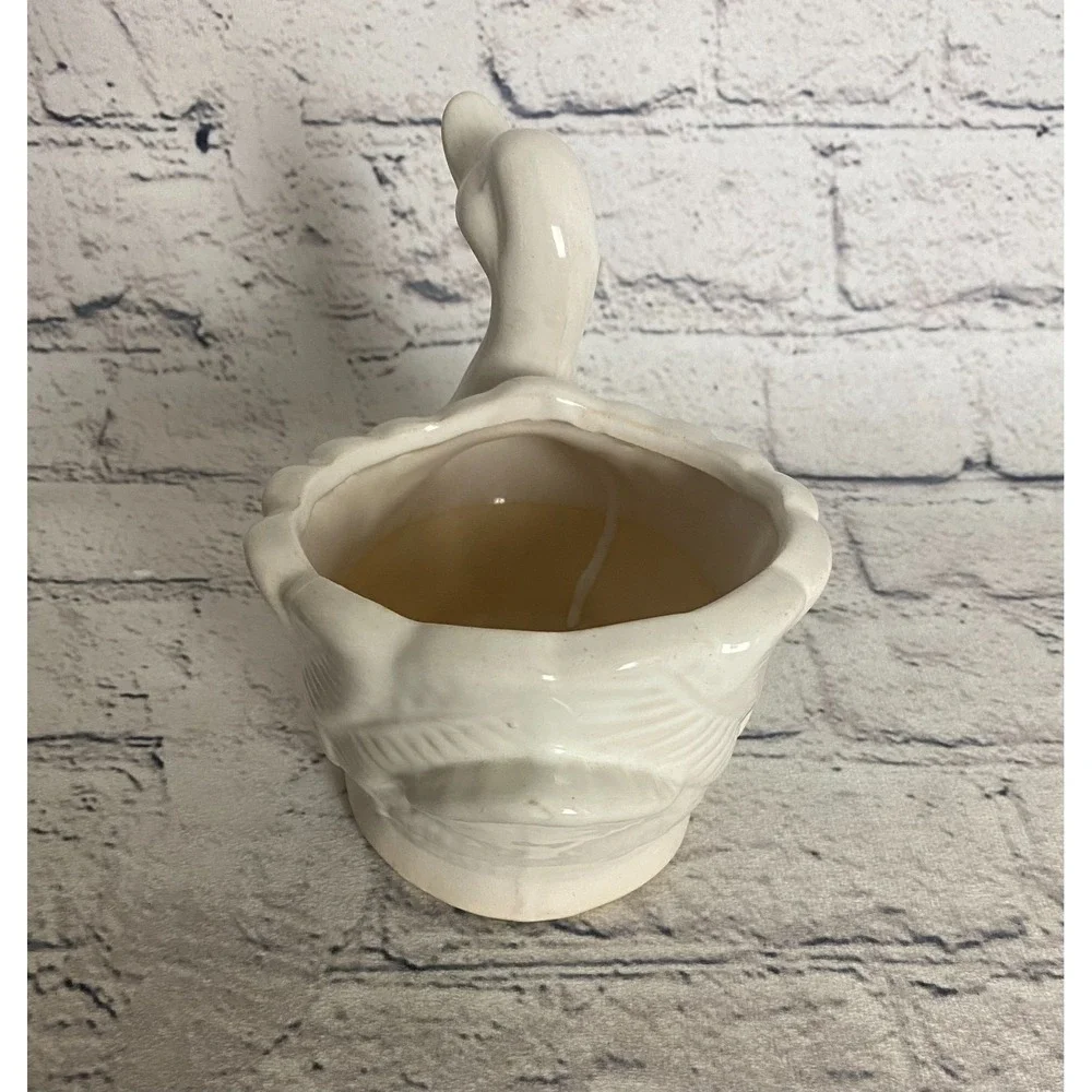 Vintage‎ Ceramic White Swan Succulent Planter Trinket Bowl 6